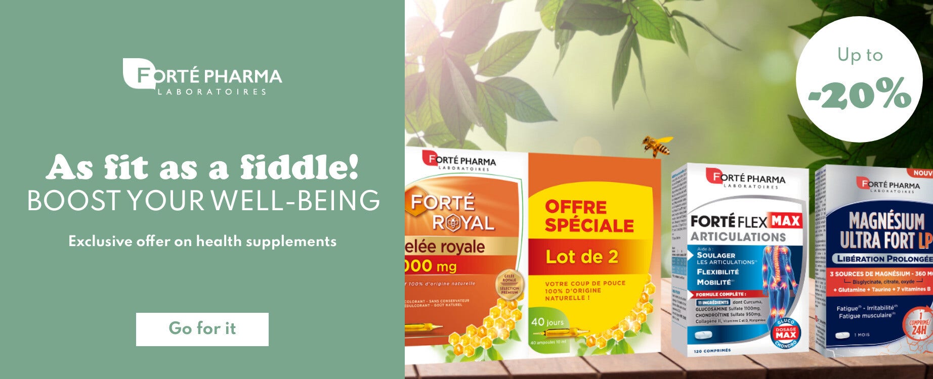 As fit as a fiddle with exclusive offer on health supplements Forté Pharma!